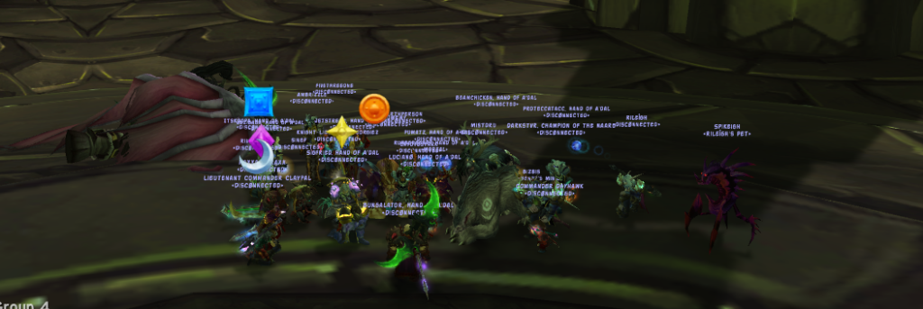 Disconnected raid group together after a boss kill